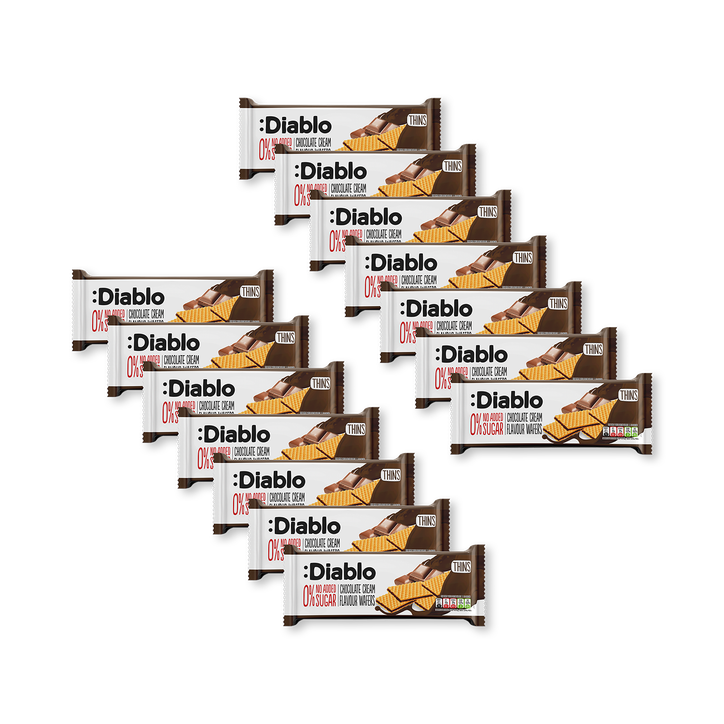 Diablo No Added Sugar Wafer Thins Chocolate Cream Flavour 150g Pack of 14