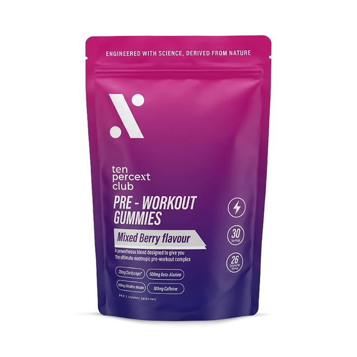 The Ten Percent Club Pre Workout Gummies Mixed Berry 60 Gummy