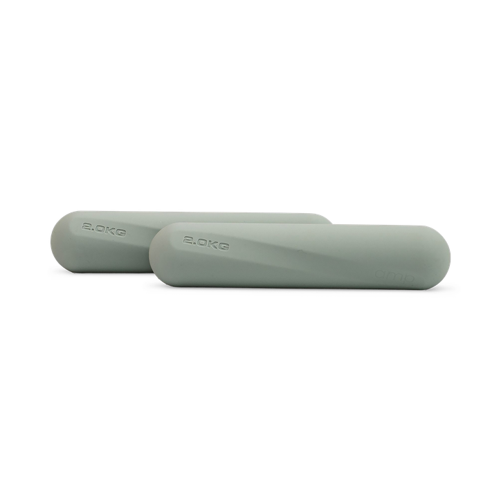 Amp Wellbeing Dumbbell Strength Bars 4kg Pair Weights Sage Green