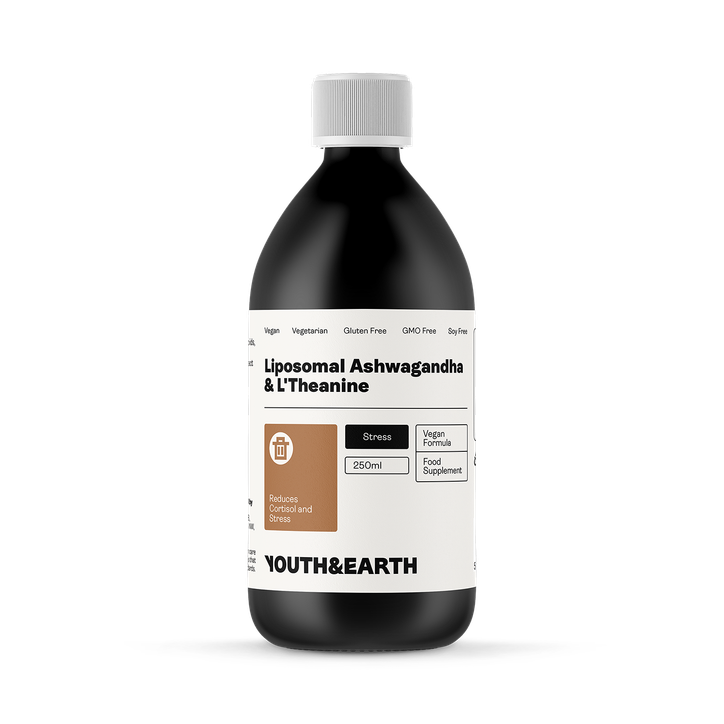 Youth and Earth Liposomal Ashwagandha 200mg & L'Theanine 200mg – Coffee & Vanilla Flavour, - 250 ml