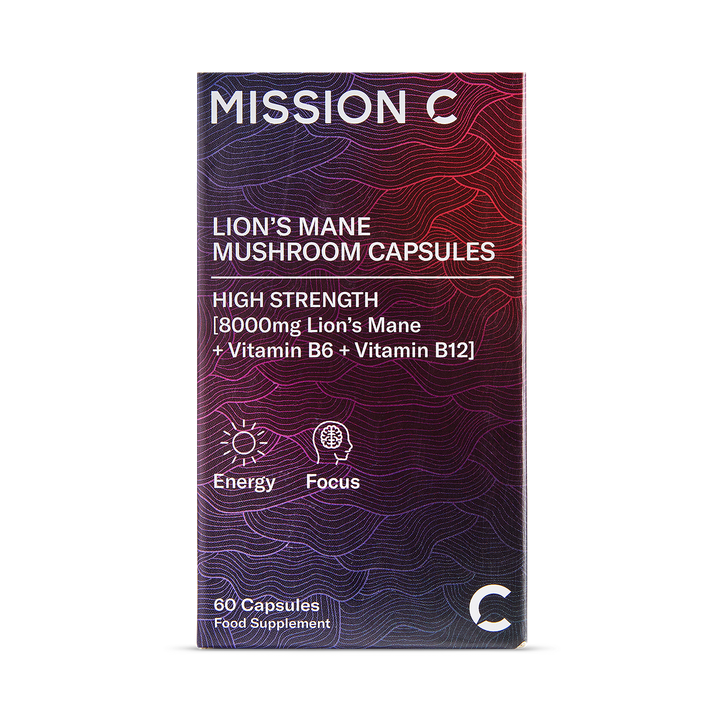 Mission C Lion’s Mane Capsules 8000mg with Vitamin B6 & B12 60 Vegan Capsules