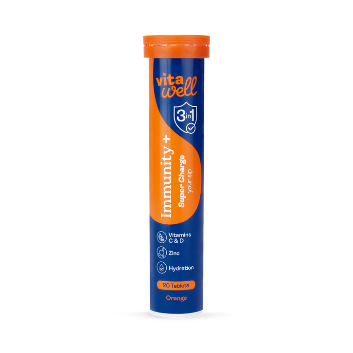 Vitawell Immunity Plus 3-IN-1 Formula Effervescent Orange 20 Tablets