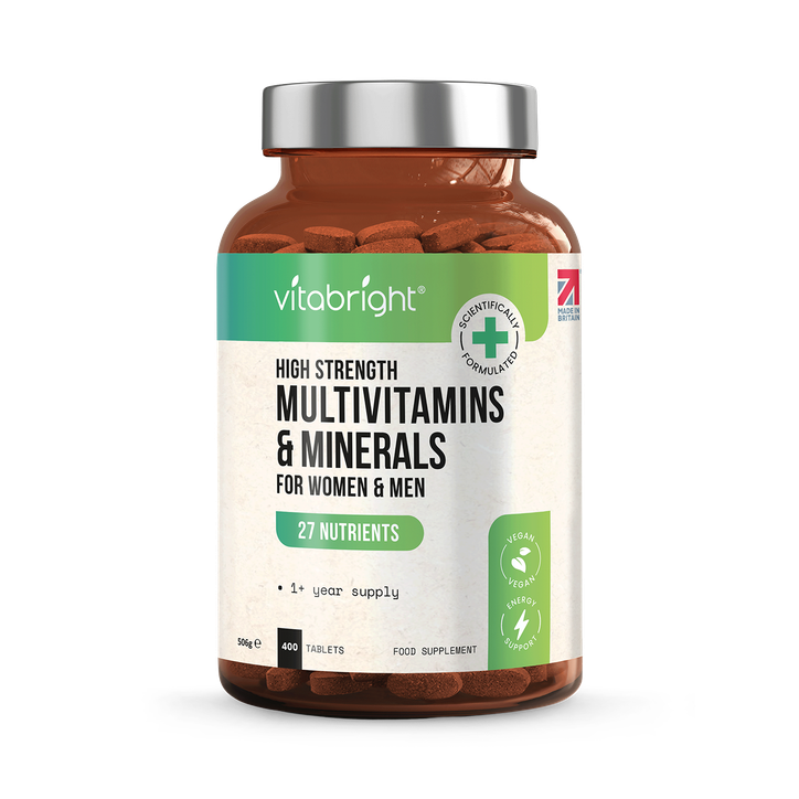 VitaBright Multivitamin & Mineral Tablets 27 Nutrients 1 a day 400 Vegan Tablets