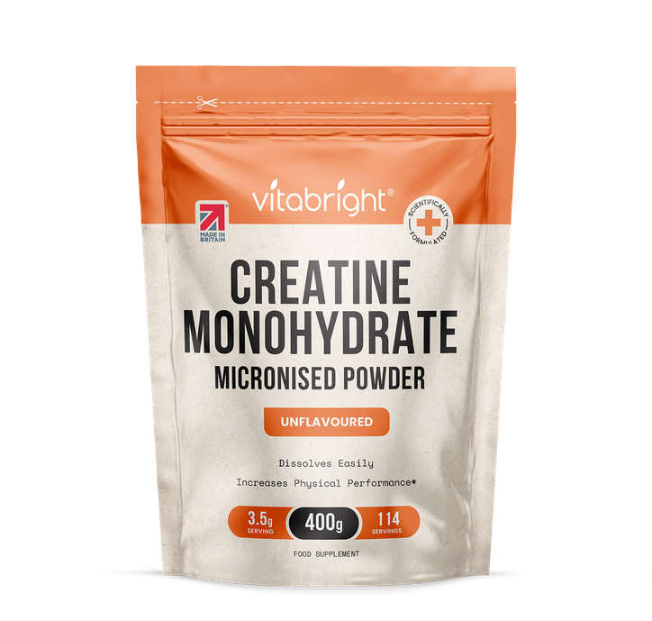 VitaBright Creatine Powder 3.5g per serving - 400g pouch - 114 servings of Pure Creatine Monohydrate Powder