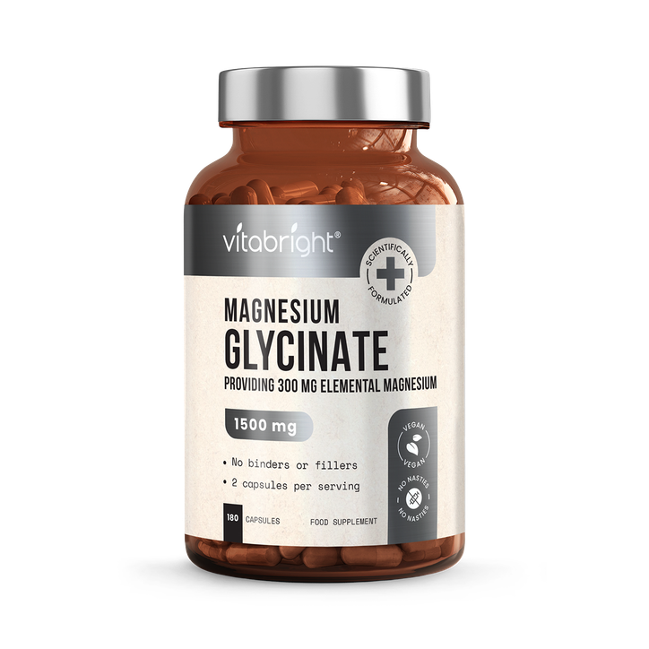 VitaBright Magnesium Glycinate 1500mg per Serving - 300mg Elemental Magnesium - 180 Capsules