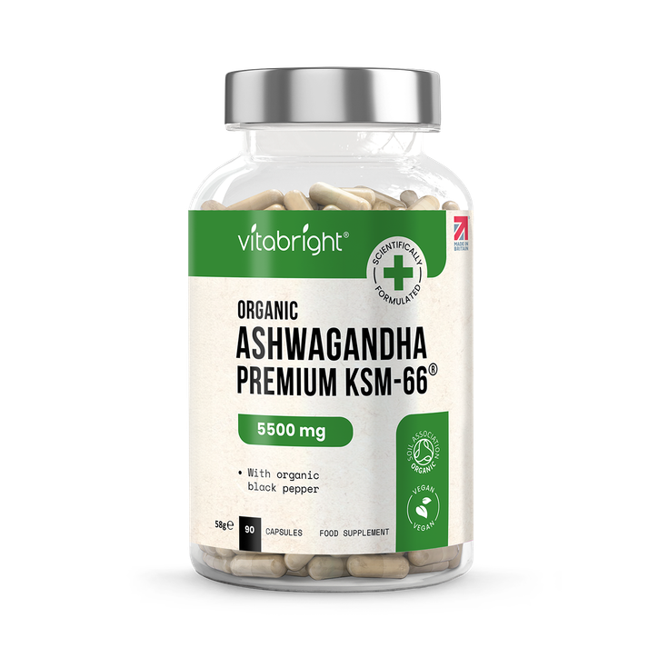 VitaBright Ashwagandha KSM-66 - 5500mg Root Equivalent per Capsule - 90 Vegan Capsules
