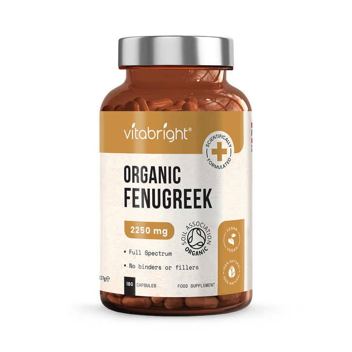 VitaBright Organic Fenugreek - 2250mg Per Serving - 180 Capsules