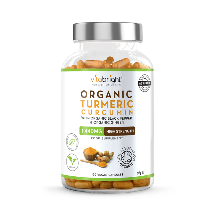 VitaBright Organic Turmeric, Ginger and Black Pepper Capsules - 1440mg per Serving - 120 Capsules