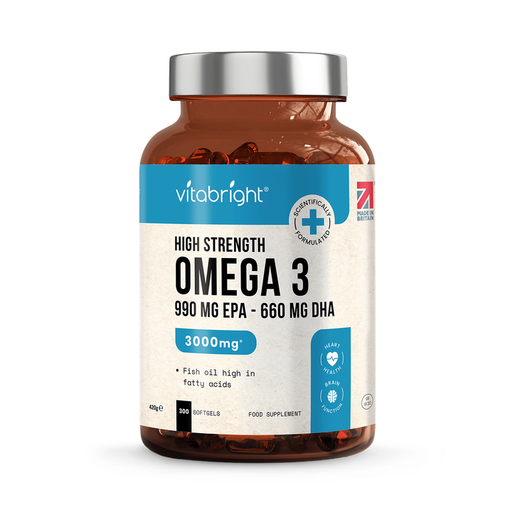 VitaBright Omega 3 Fish Oil Softgels - 660 EPA & 440 DHA per Serving - 300 Softgels