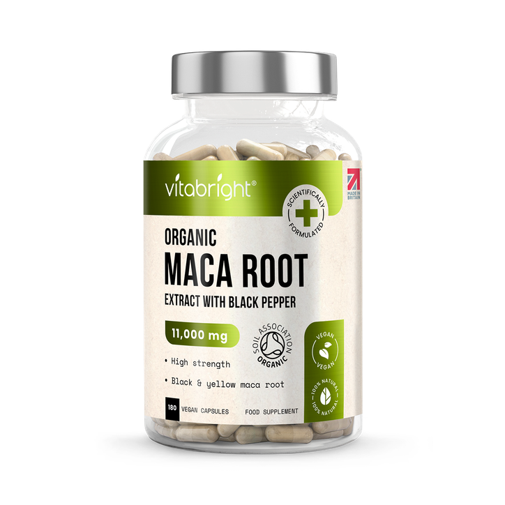 VitaBright Organic Black and Yellow Maca Root - 11,000mg per Serving - 180 Capsules