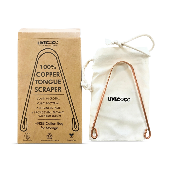 LiveCoco Pure Copper Tongue Scraper (anti-microbial)