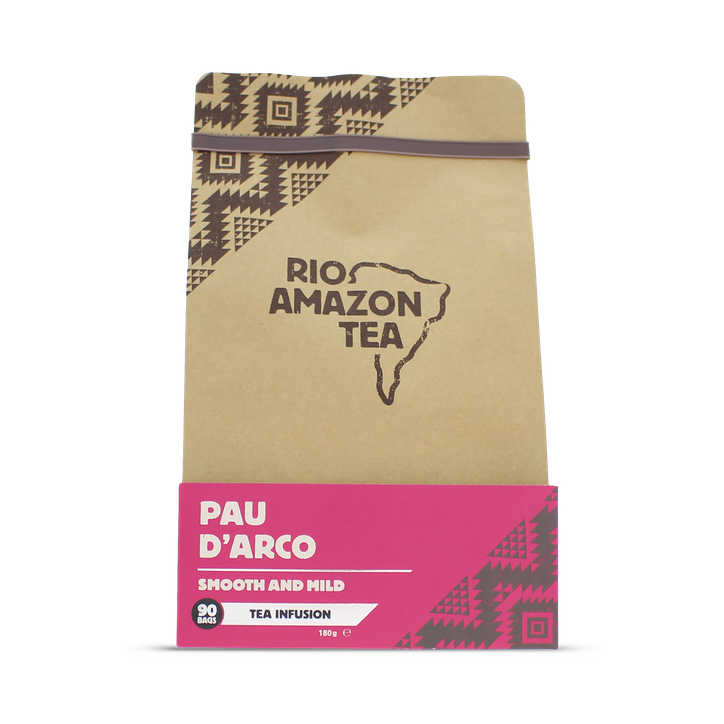Rio Amazon Pau D'Arco Herbal Tea – 90 Unbleached Tea Bags of 100% Natural Lapacho Bark – Caffeine-Free Detox Infusion for Immunity, Anti-Inflammatory