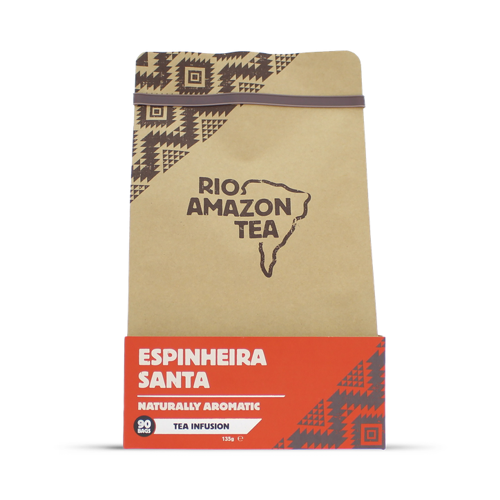 Rio Amazon Espinheira Santa Tea Teabags – Cha de Espinheira Santa Leaves – Herbal Tea for Digestion & Stomach Support – Caffeine-Free – 90 Teabags – Pure Maytenus Ilicifolia – Holy Espinheira Tea