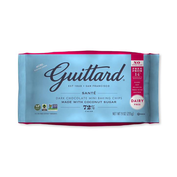 Guittard Chocolate 72% Dark Chocolate Baking Chips with Coconut Sugar - Allergen Free 1 x255g