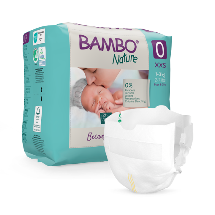 Bambo Nature Nappies Size 0, 1-3kg, 24 Pack