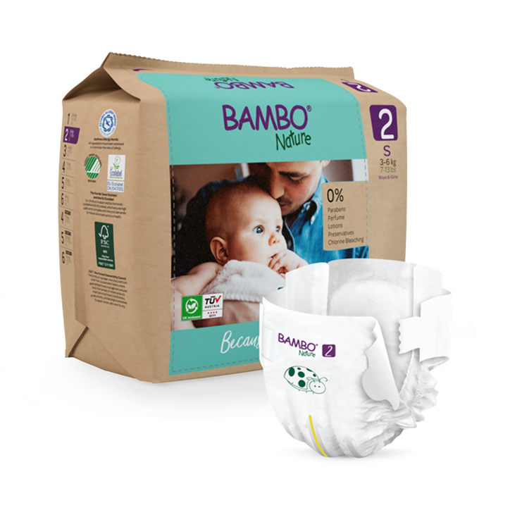 Bambo Nature Nappies Size 2, 3-6kg, 30 Pack