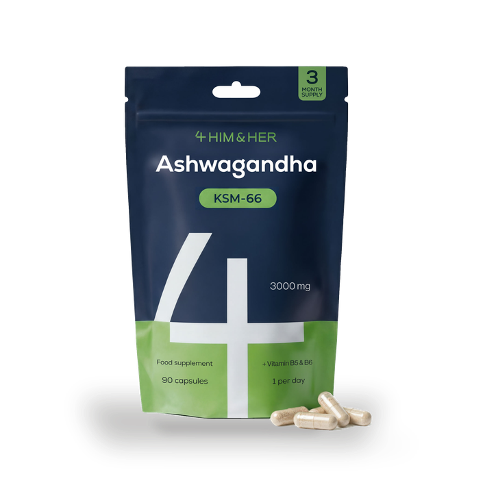 4HIM & HER Ashwagandha KSM-66 High Strength 300mg Vitamin B5 & B6, 90 Capsules