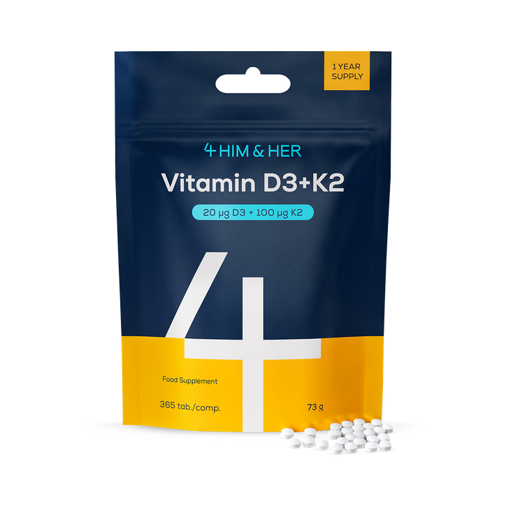 4HIM & HER Vitamin D3+K2 20µg (800 IU) & 100µg MK7 365 Tablets