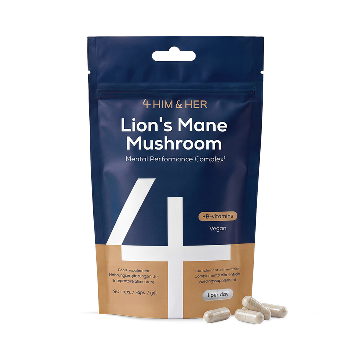 4HIM & HER Lion's Mane Mushroom  3000mg with Vitamin B Complex 90 Vegan Capsules