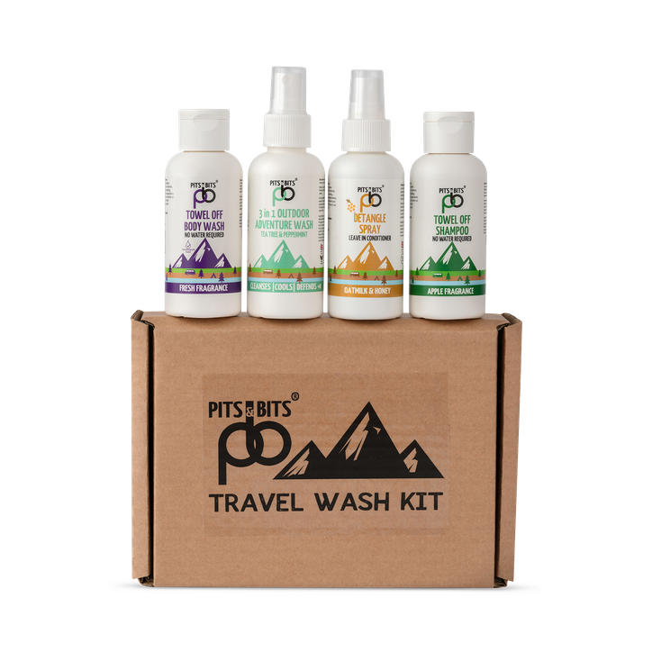 Pits and Bits Travel Wash Kit Rinse free wash kit No Rinse shampoo and body wash 100ml