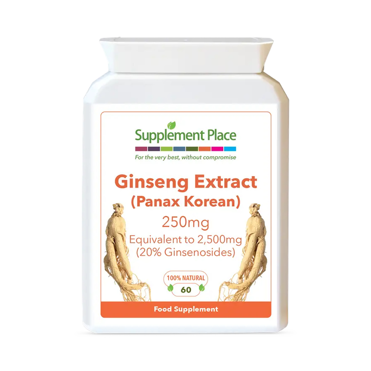 Supplement Place Panax Korean Ginseng Equiv. to 2,500mg | 20% Ginsenosides | 60 Capsules