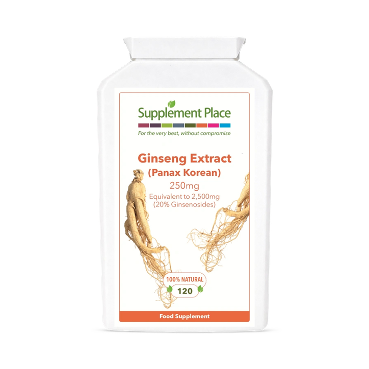 Supplement Place Panax Korean Ginseng Equiv. to 2,500mg | 20% Ginsenosides | 120 Capsules