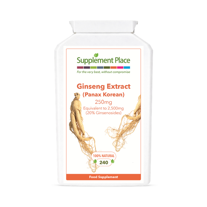 Supplement Place Panax Korean Ginseng Equiv. to 2,500mg | 20% Ginsenosides | 240 Capsules