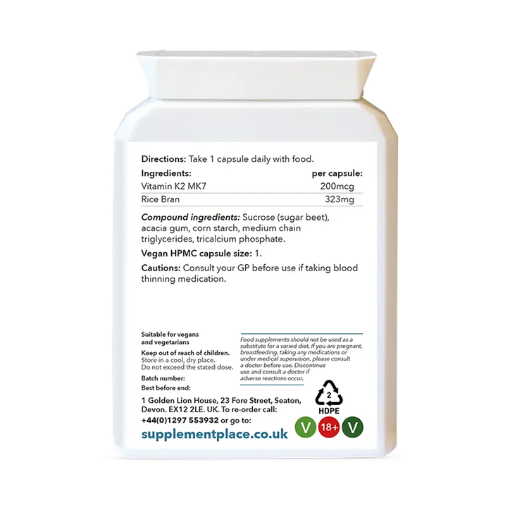 Supplement Place Vitamin K2 MK7 200mcg | 60 Capsules
