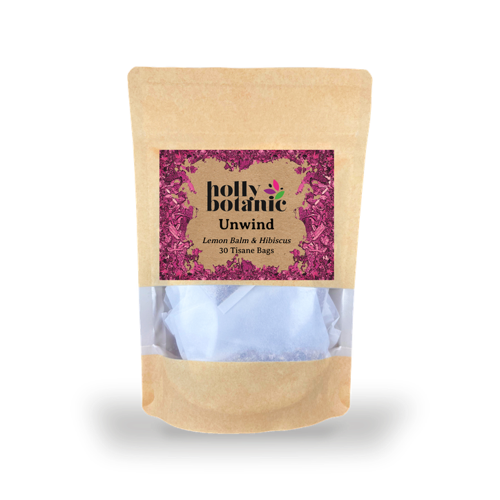 Holly Botanic Unwind Tisane | Lemon Balm, & Hibiscus, Linden | 30 Tea Bags