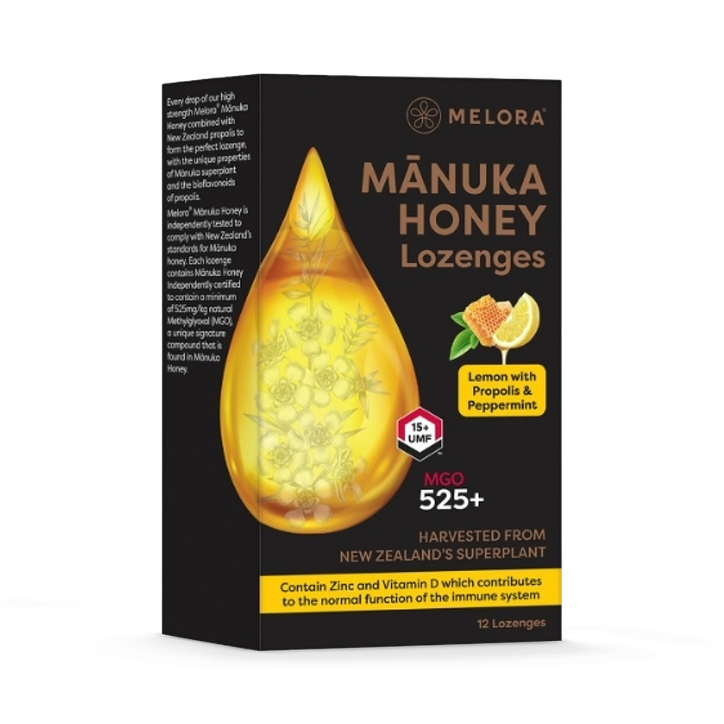 Melora Manuka 525 MGO Lozenges - Lemon & Propolis 12 Lozenges