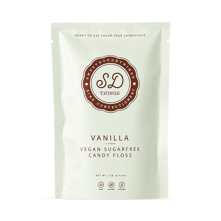 SweetDoughThings Vegan Friendly Sugar Free Candy Floss Vanilla Flavour 12g