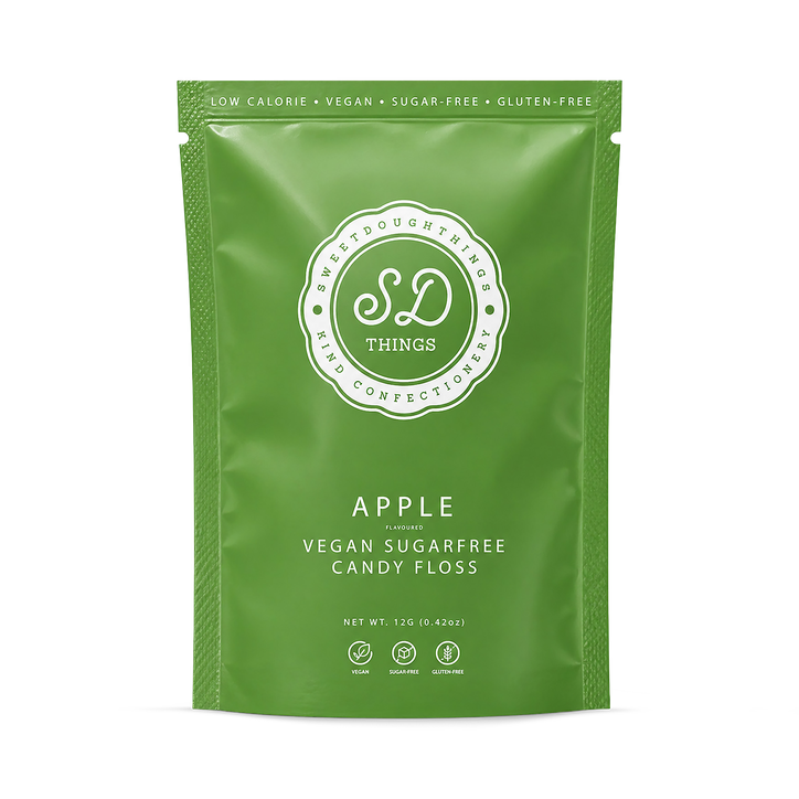 SweetDoughThings Vegan Friendly Sugar Free Candy Floss Apple Flavour 12g