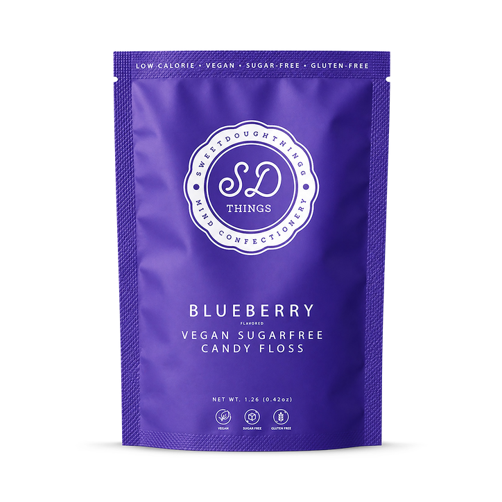 SweetDoughThings Vegan Friendly Sugar Free Candy Floss Blueberry Flavour 12g