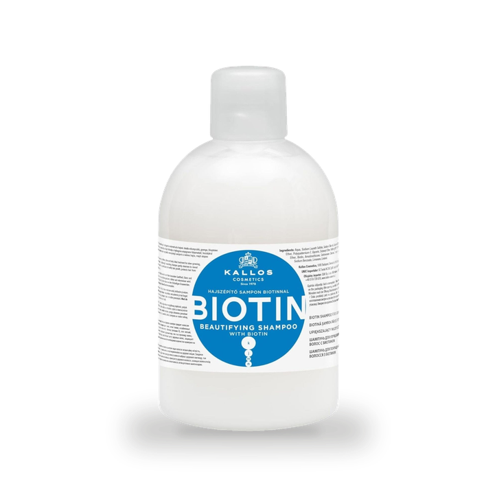Kallos Cosmetics KJMN Biotin Beautifying Shampoo dor Dry, Damaged and Fragile Hair, Helps Reduce Breakage, Deeply Moisturises, Strengthens the Roots and Improves Scalp Condition with Coconut Oil 1L