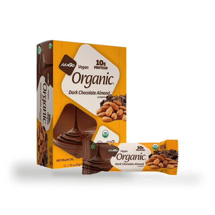 NuGo Organic Dark Chocolate Almond Protein Bar 12 x 50g