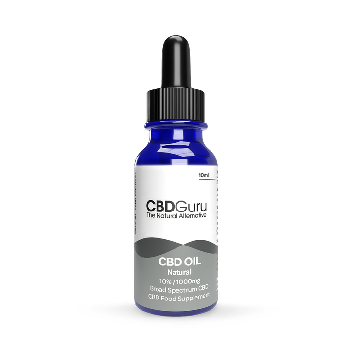 CBD Guru CBD Oil Drops 1000mg 10ml - Natural Flavour Broad Spectrum CBD 10% for Sleep & Anxiety Support