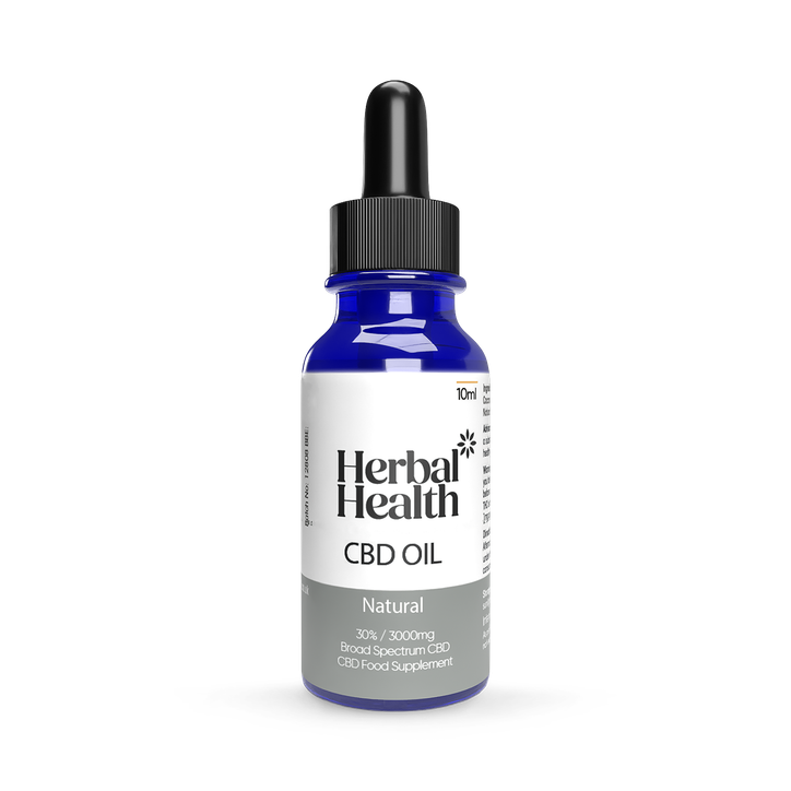 Herbal Health CBD Oil Drops 3000mg - High Purity Natural Flavour 30% CBD Blended with Naturally Sourced MCT Oil - THC-Free 10ml (18+)