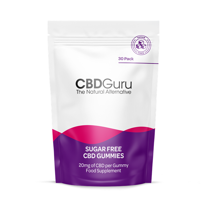 CBD Guru Sugar Free CBD Gummies 20mg 30 Pack - Mixed Fruit Flavour Broad Spectrum CBD Gummies, 600mg Total CBD