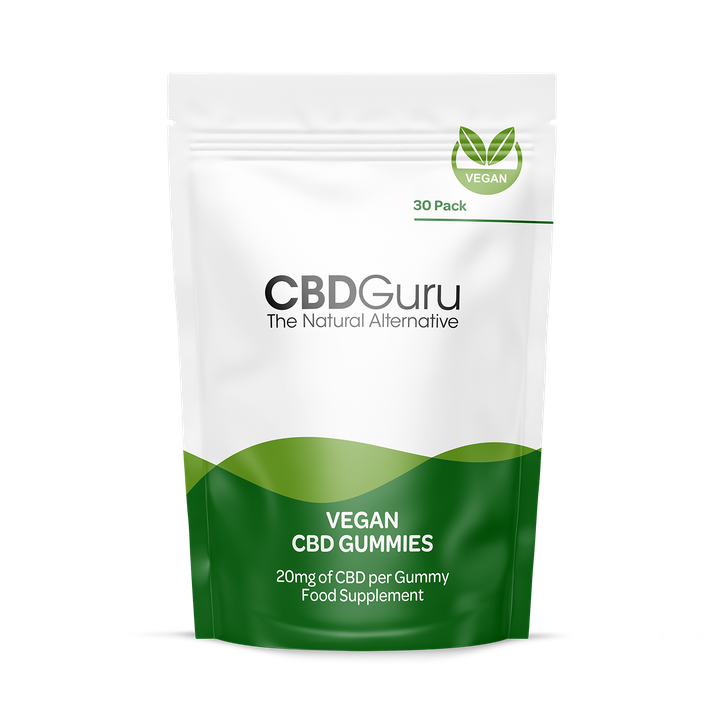 CBD Guru Vegan CBD Gummies 20mg 30 Pack - Mixed Fruit Flavour Broad Spectrum CBD Vegan Gummy Bears for Sleep & Anxiety Support, 600mg Total CBD