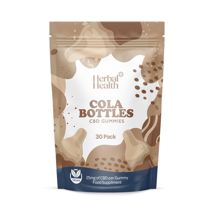Herbal Health Sugar Free CBD Gummies Cola Bottles, 750mg, High Strength, 25mg per Gummy, 30 Gummy Pack, Delicious Cola Flavoured Broad Spectrum CBD Natural, THC Free