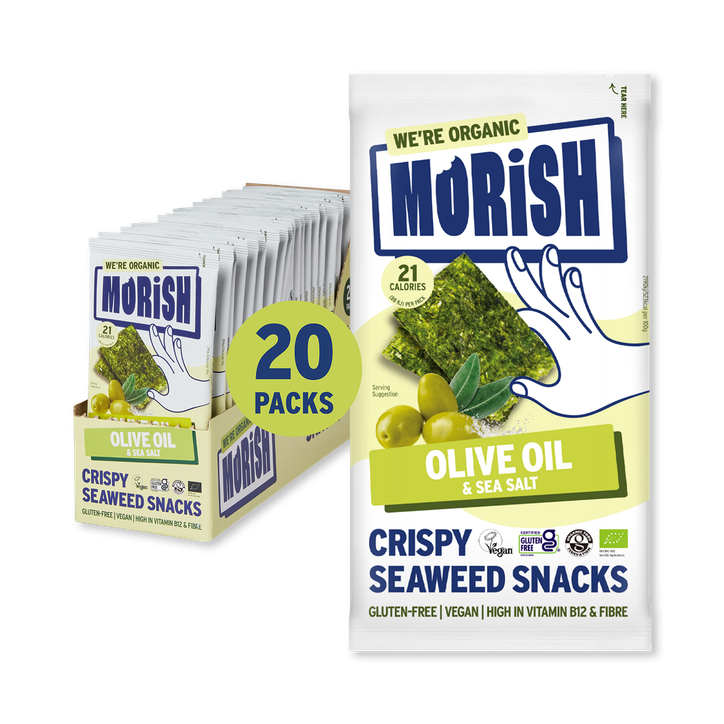 Morish Snacks Organic Olive Oil Seaweed Snacks 20x4g