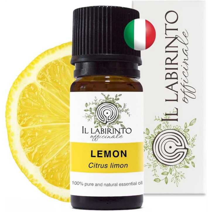 Il Labirinto Officinale Lemon Essential Oil - Pure Italian Food Grade Lemon Essential Oil for Diffusers and Humidifiers for Aromatherapy, Refreshing Scent, Vegan and Pure Organic Formula - 10 ml