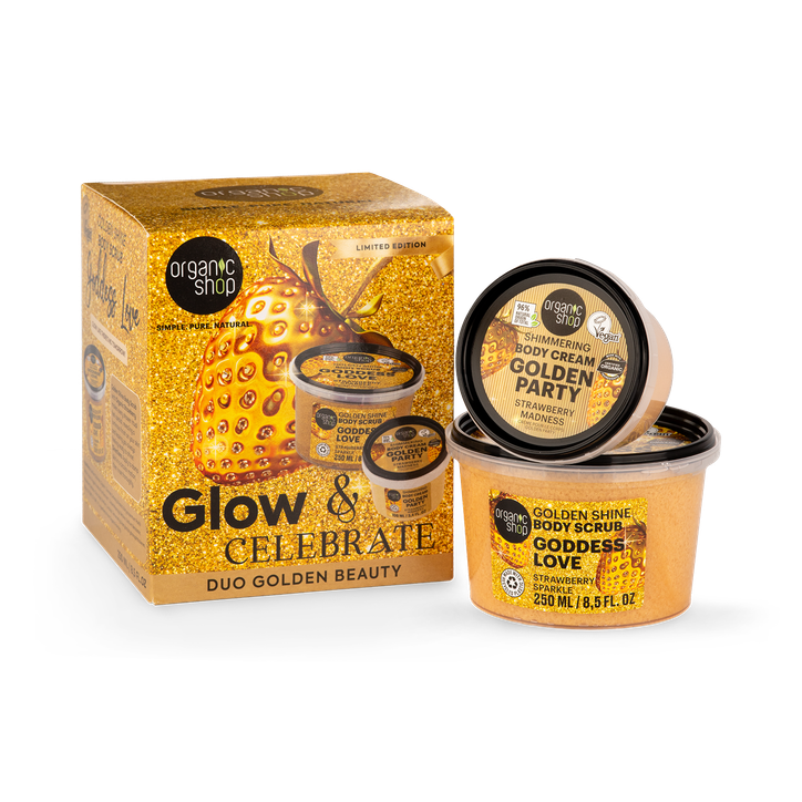 Organic Shop Glow & Celebrate Golden Beauty Gift Set 250ml/100ml