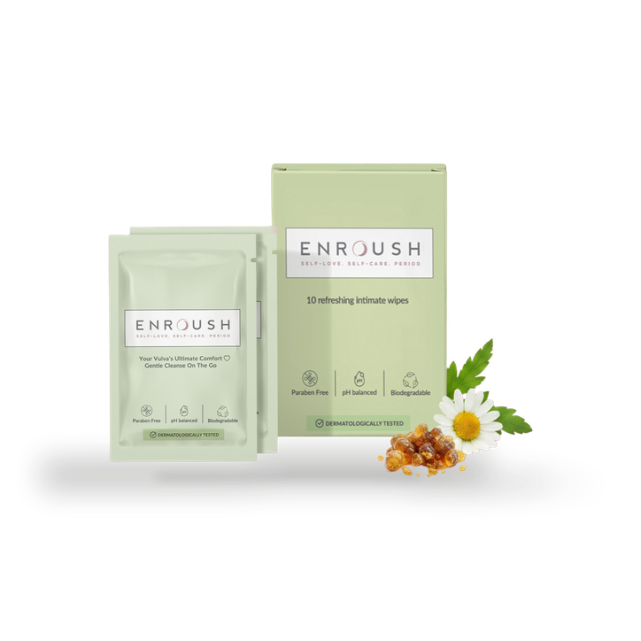 ENROUSH Intimate Wipes - Refreshing & Biodegradable  – 10 Wipes
