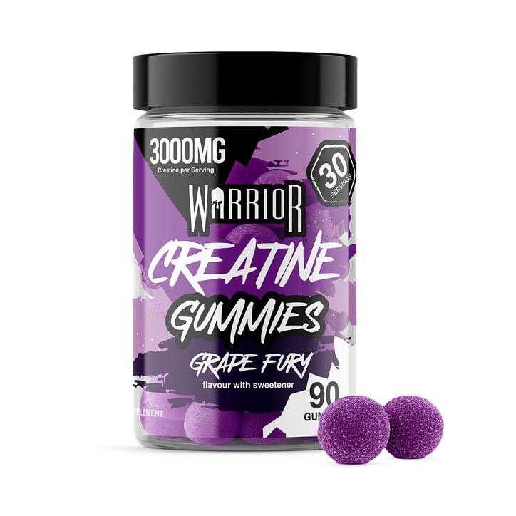 Warrior Creatine Gummies 90 Count, Creatine Monohydrate, 3000mg Per Serving, Sugar Free, Grape