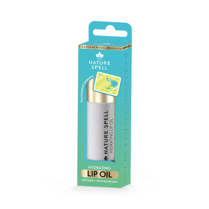 Nature Spell Nature Spell Nature Spell Hydrating Lip Oil 6ml Bali Coconut Bliss - Transparent Shimmer Bali Coconut Bliss - Transparent Shimmer
