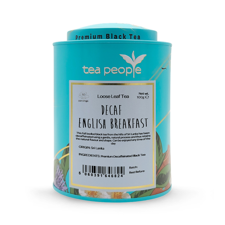 Tea People Decaf English Breakfast - Loose Leaf Black Tea - 100g Tin Caddy