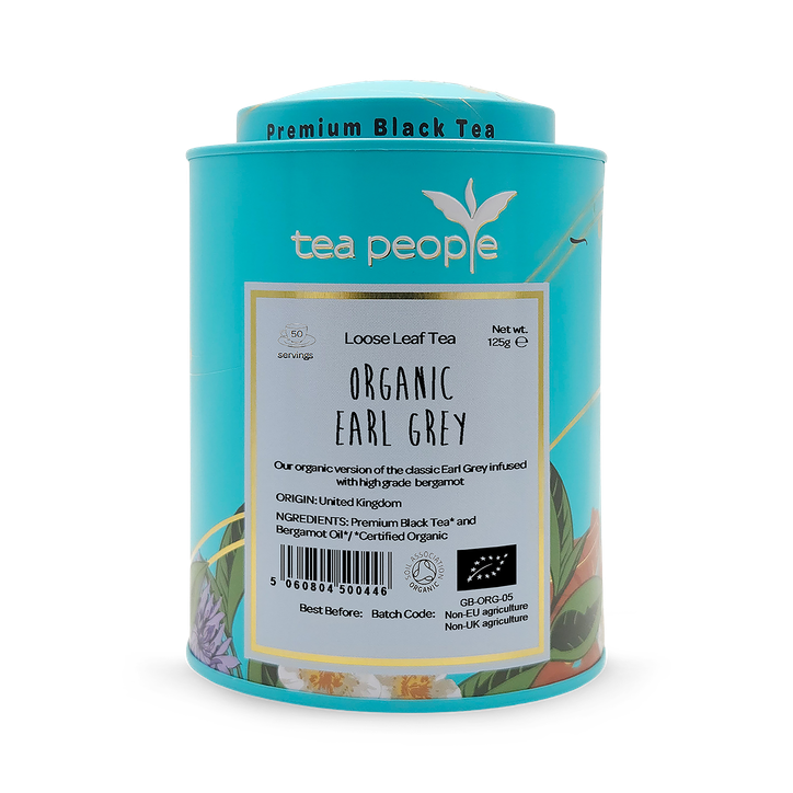 Tea People Organic Earl Grey - Loose Leaf Black Tea - 125g Tin Caddy