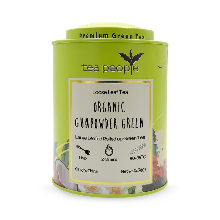Tea People Organic Gunpowder Green - Loose Leaf Green Tea - 125g Tin Caddy