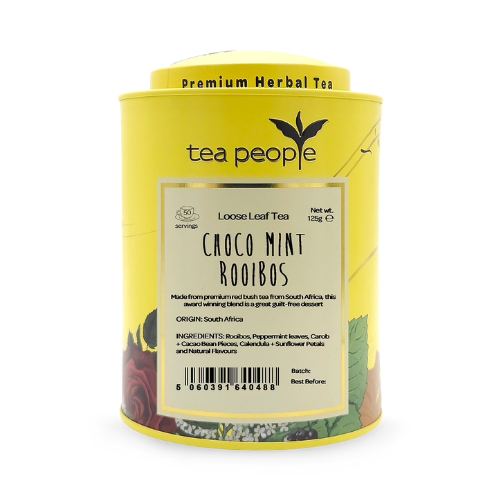 Tea People Choco Mint Rooibos - Loose Leaf Herbal Tea - 125g Tin Caddy